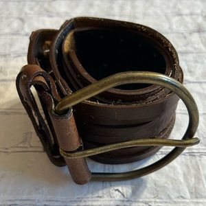 COBALT VINTAGE WIDE BROWN BOHO LEATHER WOMEN’S BELT 6 STRAPS CANADA MADE S-M